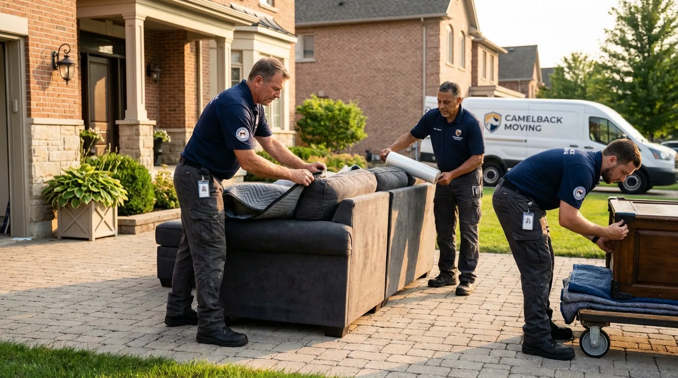 Large estate moving crew wrapping furniture in Chapel Hill, TN
