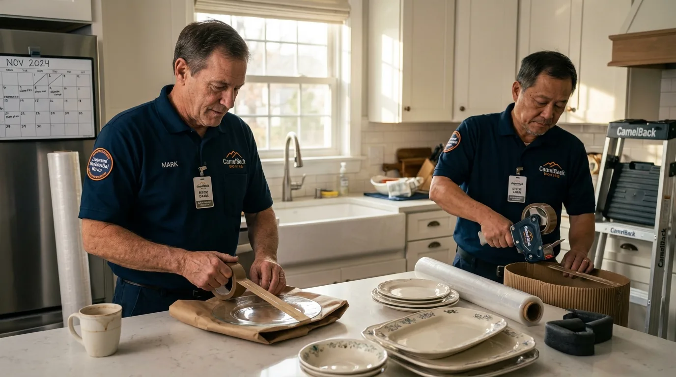 Professional crew packing kitchen dishware in Chapel Hill, TN