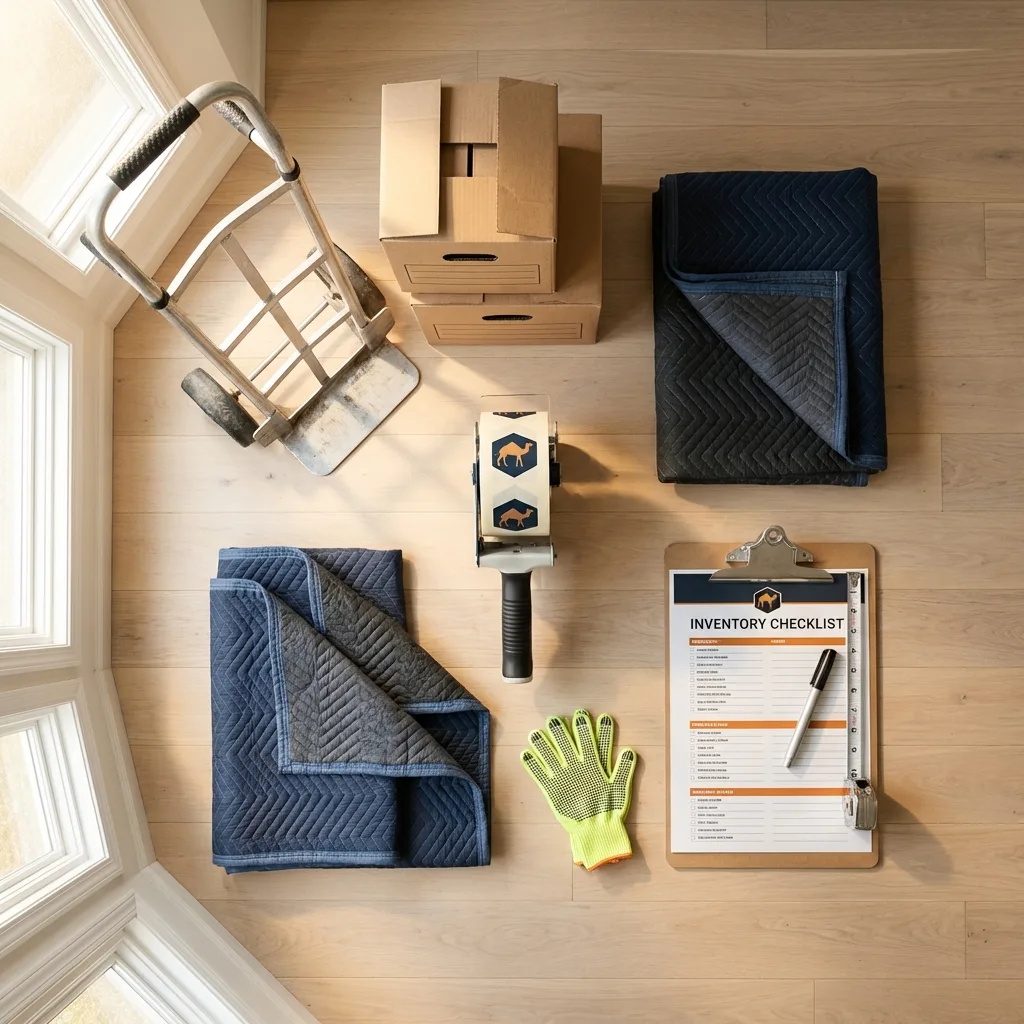 Professional moving supplies and packing materials layout for Chapel Hill residential relocations